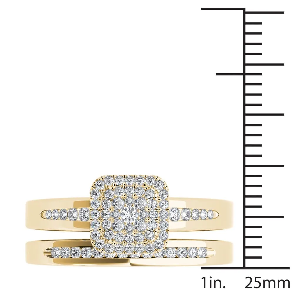 De Couer 10k Yellow Gold 1/3ct TDW Diamond Cluster Halo Bridal Set sold by Zulily product image thumbnail 4