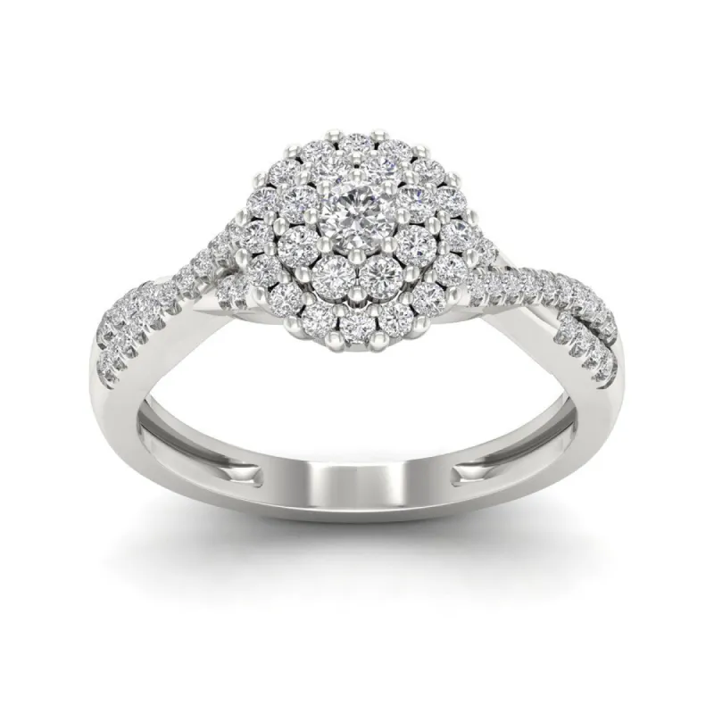 De Couer 1/2ct TDW Diamond Halo Engagement Ring - White sold by Zulily