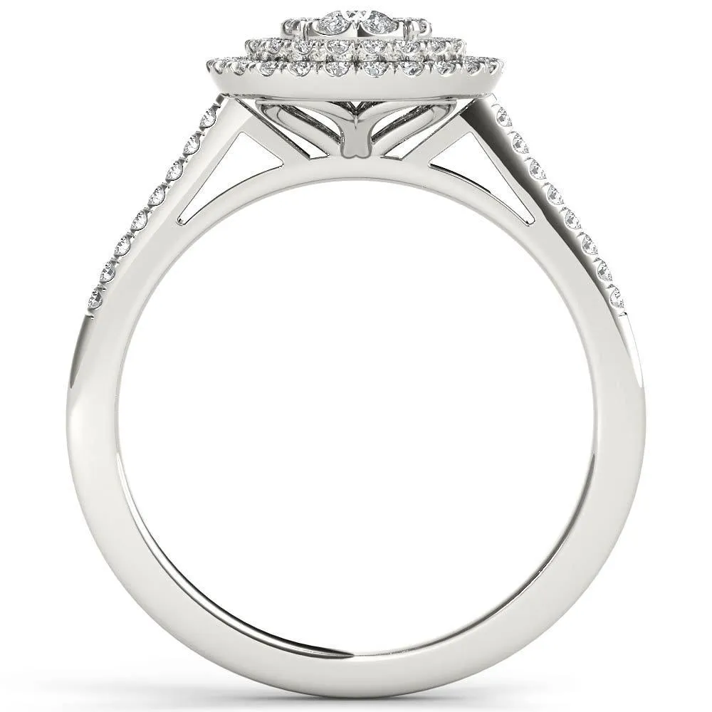 De Couer 14k White Gold 1/3ct TDW Diamond Double Frame Engagement Ring - White H-I - White H-I sold by Zulily product image thumbnail 3