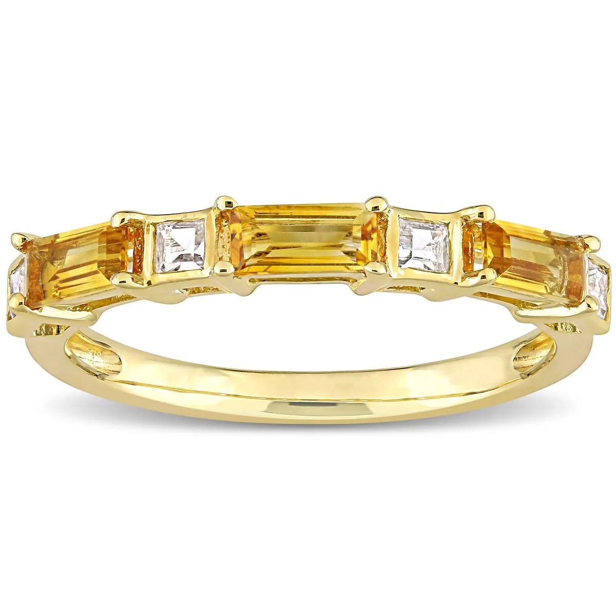 Miadora 10k Yellow Gold Baguette & Square Citrine & White Topaz Stackable Eternity Wedding Band Ring sold by Zulily