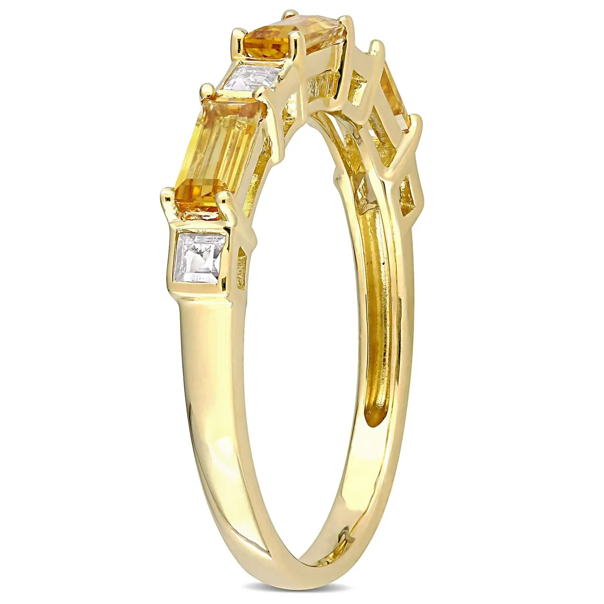 Miadora 10k Yellow Gold Baguette & Square Citrine & White Topaz Stackable Eternity Wedding Band Ring sold by Zulily product image thumbnail 2