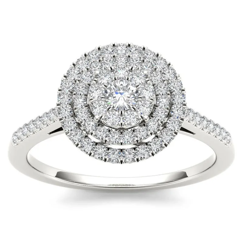 De Couer 14k White Gold 1/3ct TDW Diamond Double Frame Engagement Ring - White H-I - White H-I sold by Zulily