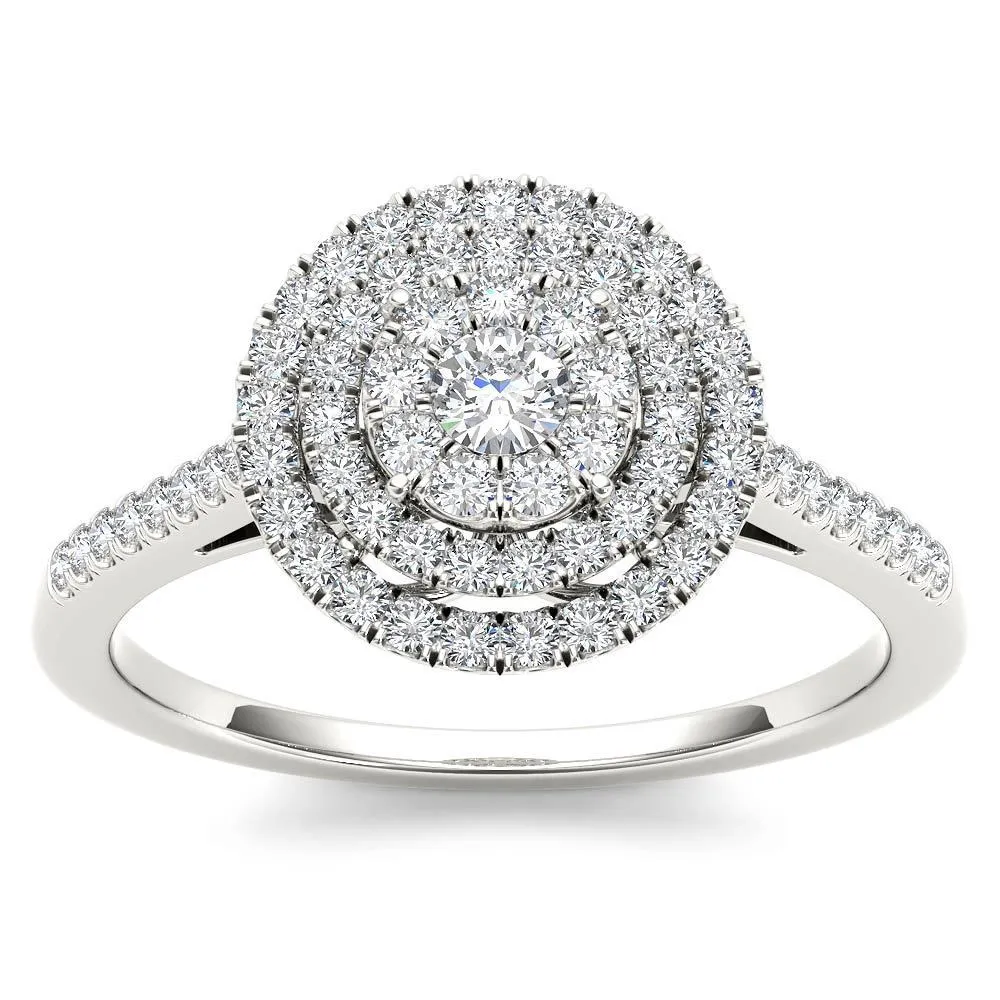 De Couer 14k White Gold 1/3ct TDW Diamond Double Frame Engagement Ring - White H-I - White H-I sold by Zulily