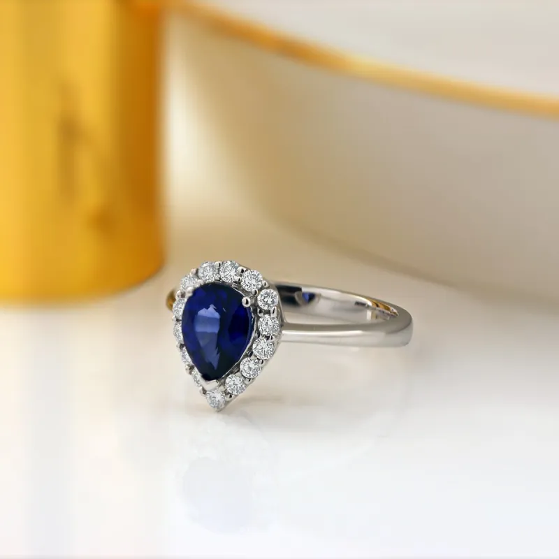 Auriya 18k Gold 1 1/3ct Pear-cut Sapphire Halo Diamond Ring 1/3ct TDW sold by Zulily