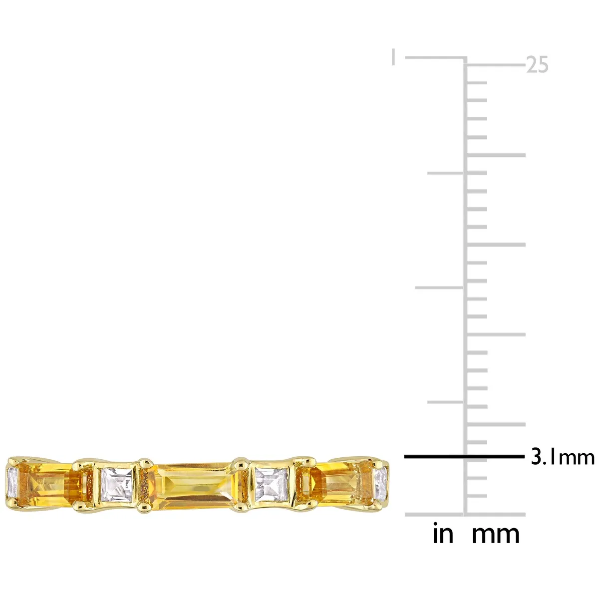 Miadora 10k Yellow Gold Baguette & Square Citrine & White Topaz Stackable Eternity Wedding Band Ring sold by Zulily product image thumbnail 3