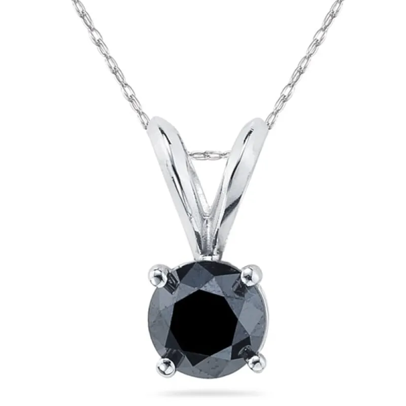 1/2 Carat Round Black Diamond Solitaire Pendant in 14K White Gold sold by Zulily