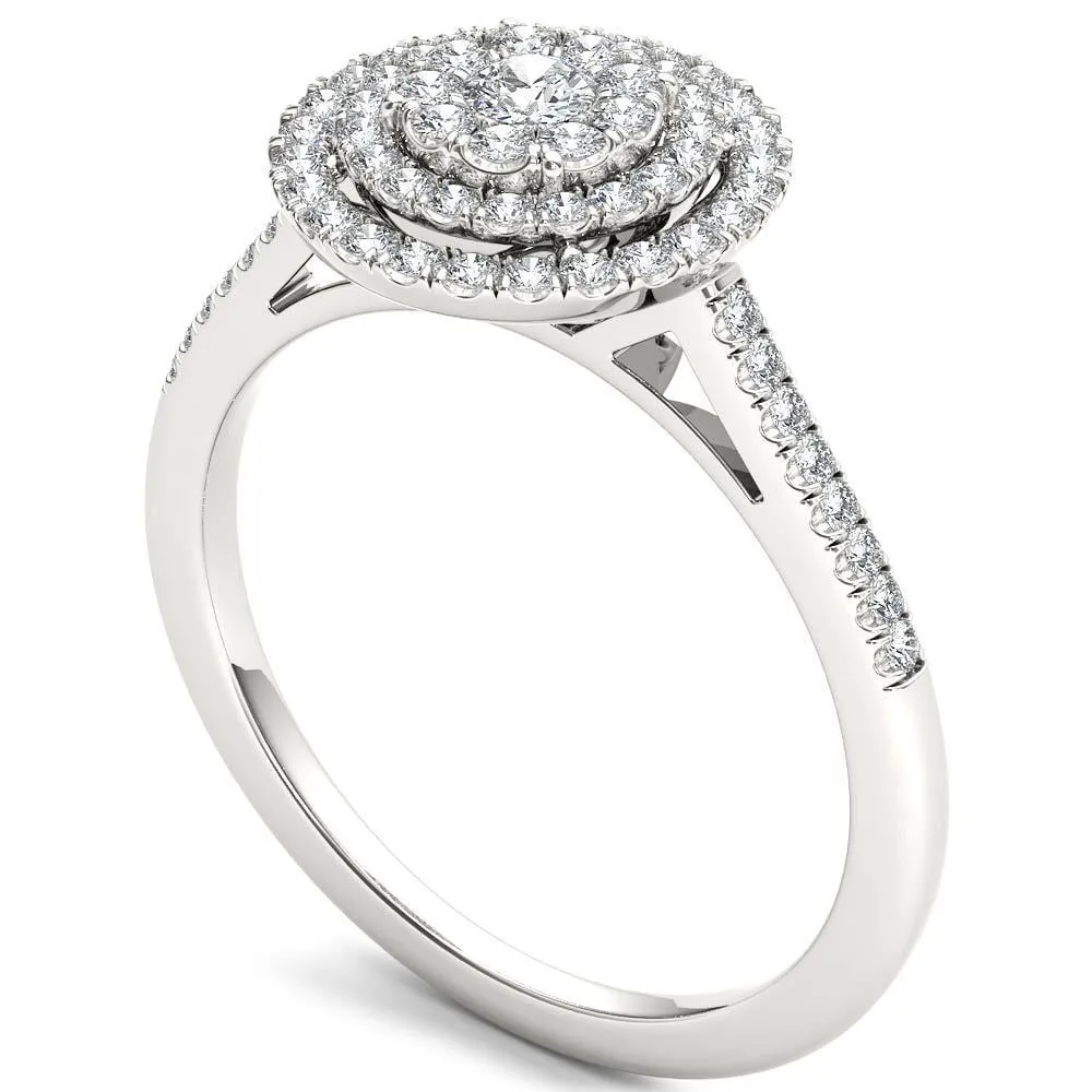 De Couer 14k White Gold 1/3ct TDW Diamond Double Frame Engagement Ring - White H-I - White H-I sold by Zulily product image thumbnail 2