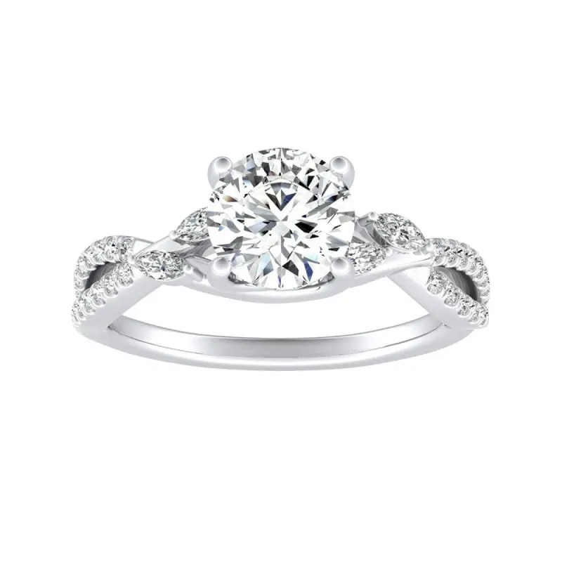 Auriya Infinity Round 3/4ct Moissanite and 1/8ctw Diamond Engagement Ring 14K Gold sold by Zulily