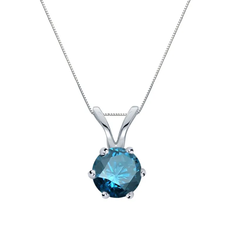 Auriya 14k Gold 1/3ctw Round Solitaire Blue Diamond Necklace 6-Prong (SI2-SI3) sold by Zulily
