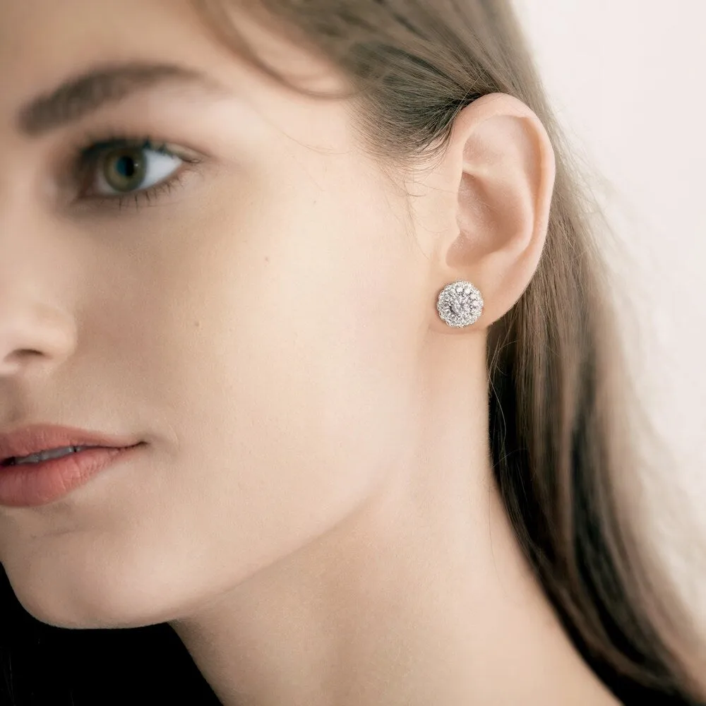 1ct TDW Diamond Halo Stud Earrings in 10k Gold by De Couer sold by Zulily product image thumbnail 2