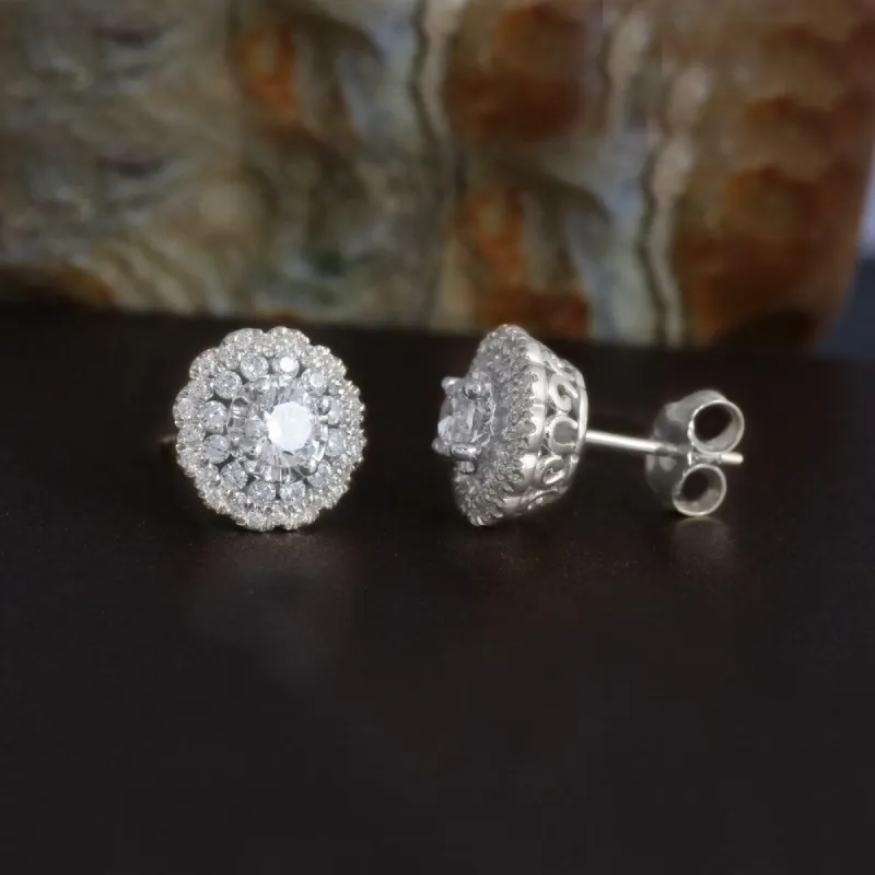 1ct TDW Diamond Halo Stud Earrings in 10k Gold by De Couer sold by Zulily