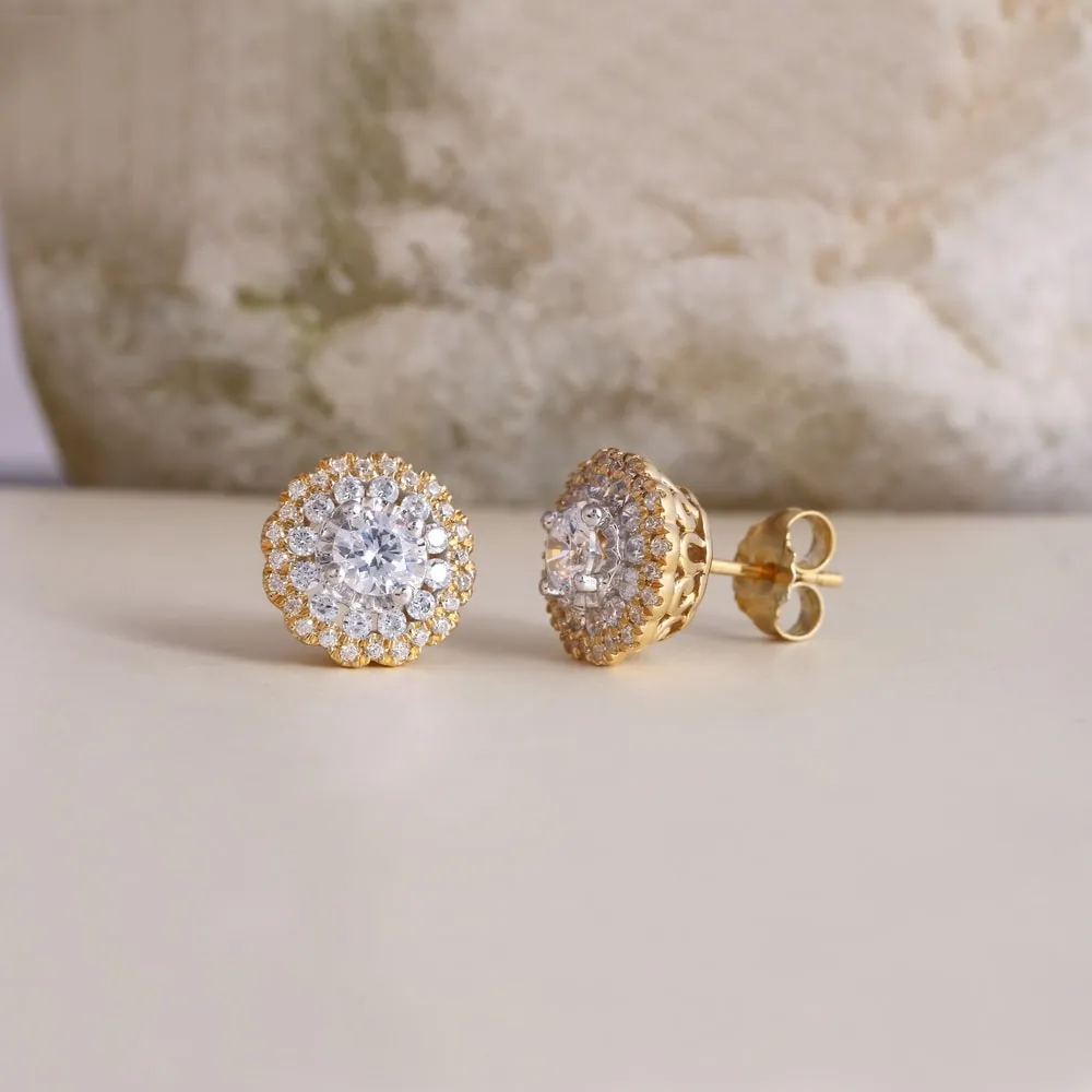 1ct TDW Diamond Halo Stud Earrings in 10k Gold by De Couer sold by Zulily product image thumbnail 4