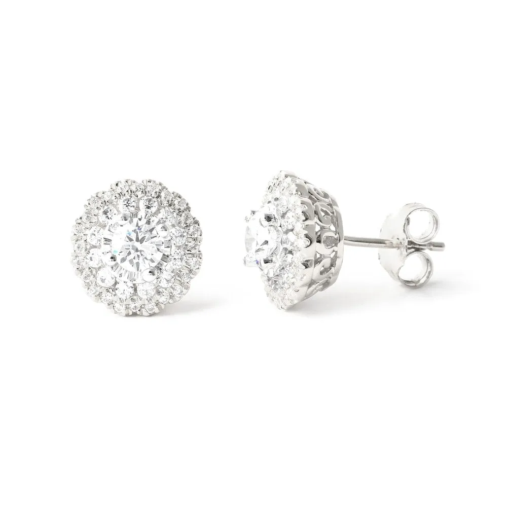 1ct TDW Diamond Halo Stud Earrings in 10k Gold by De Couer sold by Zulily product image thumbnail 3