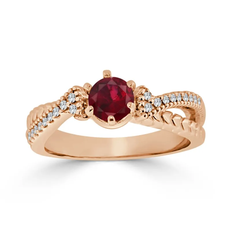 Auriya 14k Gold 2/5ct Ruby and 1/6ct TDW Round Diamond Engagement Ring sold by Zulily