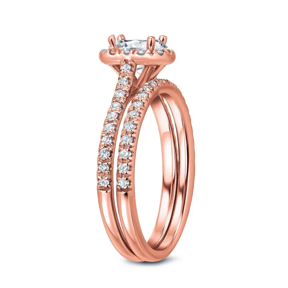Auriya 14k Rose Gold 1ctw Radiant-cut Halo Diamond Engagement Ring Set sold by Zulily product image thumbnail 2