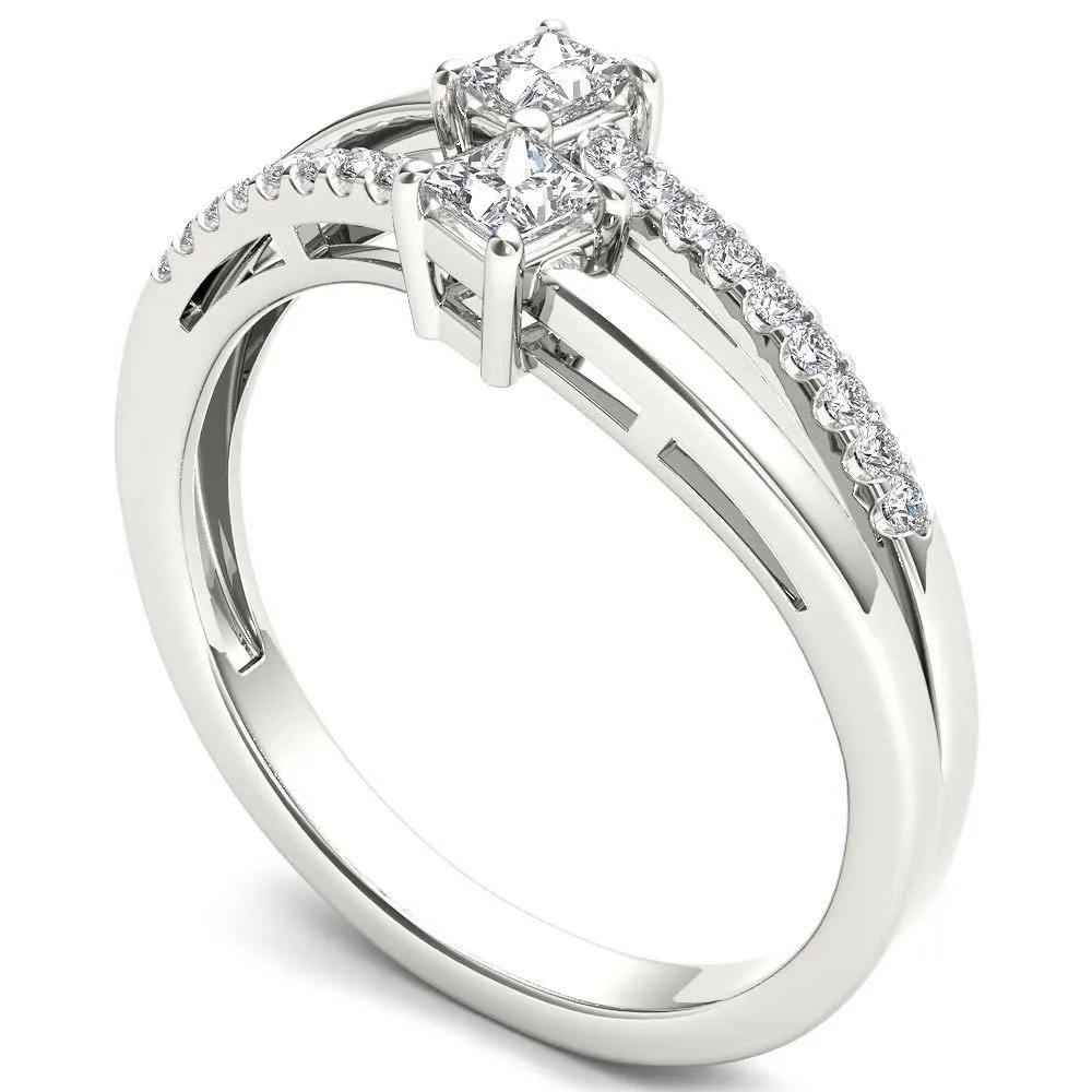 De Couer 14k White Gold 1/3ct TDW Two-Stone Diamond Engagement Ring - White H-I - White H-I sold by Zulily product image thumbnail 2
