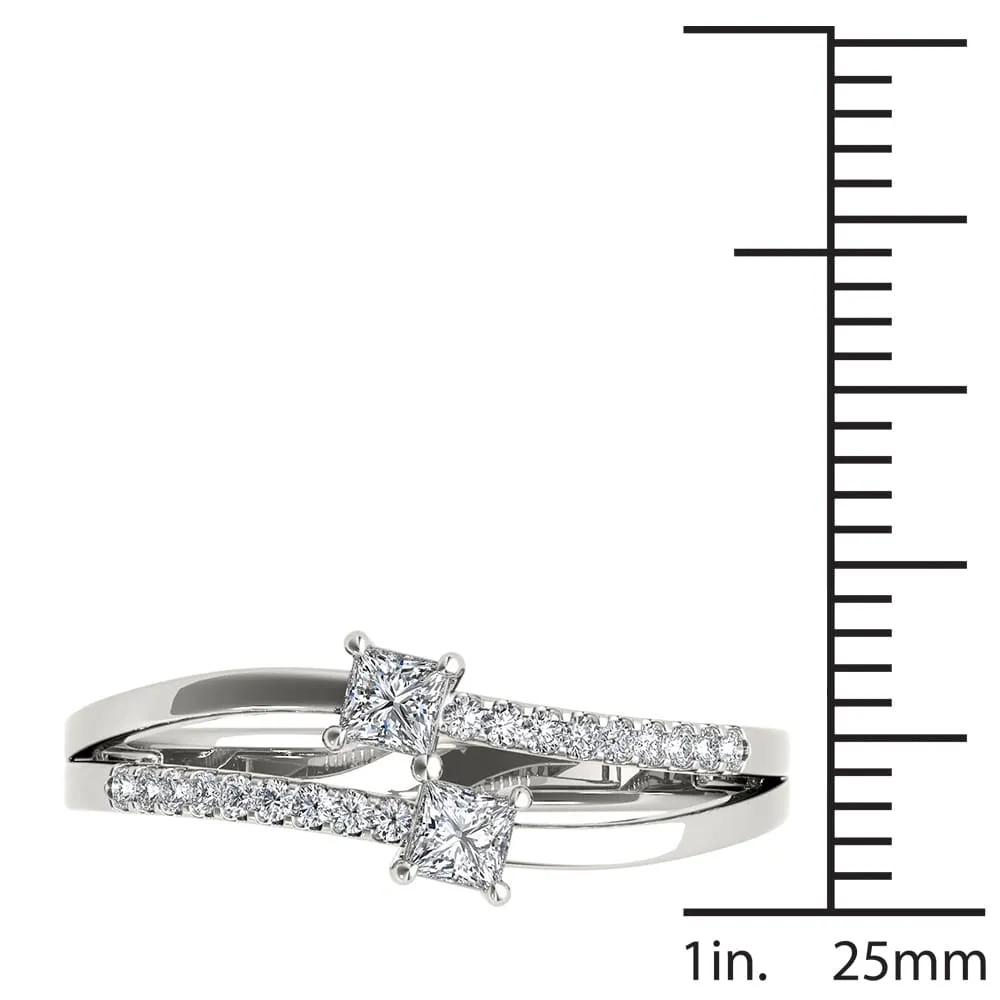 De Couer 14k White Gold 1/3ct TDW Two-Stone Diamond Engagement Ring - White H-I - White H-I sold by Zulily product image thumbnail 4
