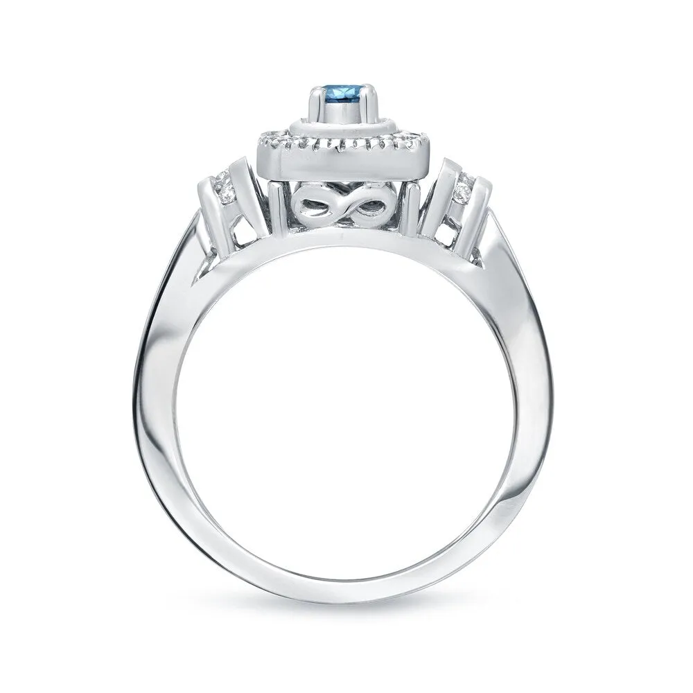 Auriya Modern Round 2/5ct TW Blue Diamond Halo Engagement Ring 14k Gold sold by Zulily product image thumbnail 2