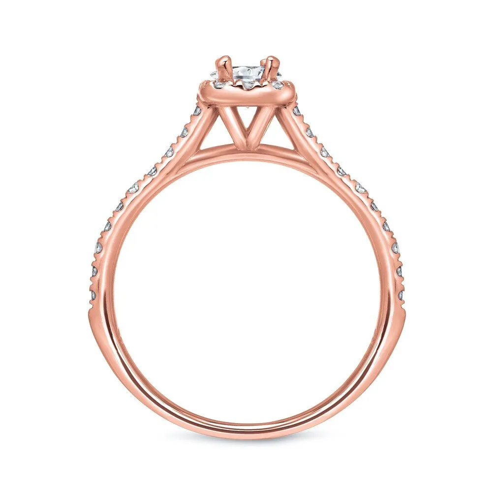 Auriya 14k Rose Gold 1ctw Radiant-cut Halo Diamond Engagement Ring Set sold by Zulily product image thumbnail 3