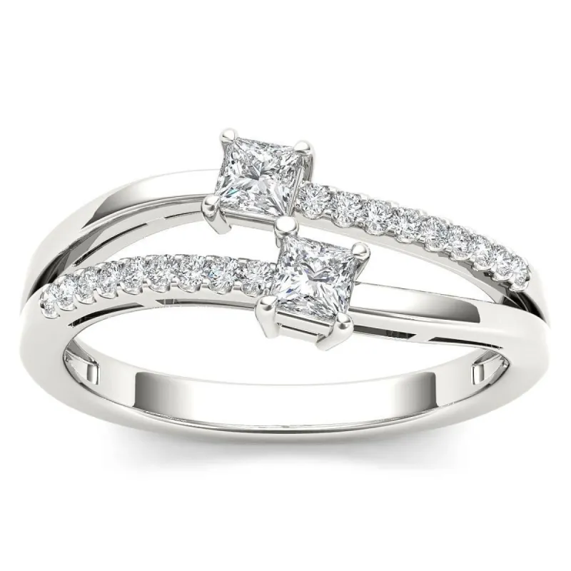 De Couer 14k White Gold 1/3ct TDW Two-Stone Diamond Engagement Ring - White H-I - White H-I sold by Zulily