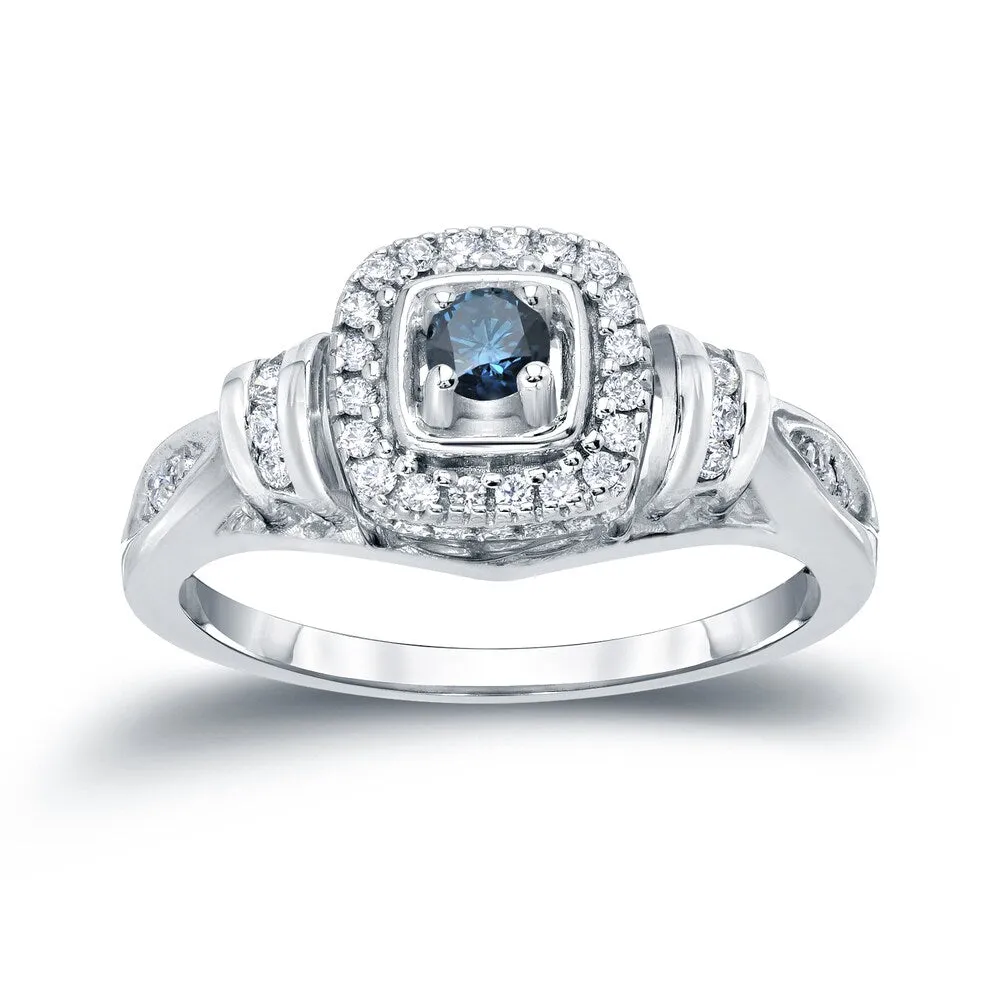 Auriya Modern Round 2/5ct TW Blue Diamond Halo Engagement Ring 14k Gold sold by Zulily product image thumbnail 4