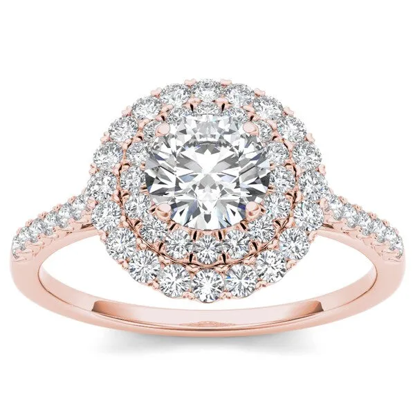 De Couer 14k Rose Gold 1ct TDW Diamond Halo Engagement Ring - Pink sold by Zulily