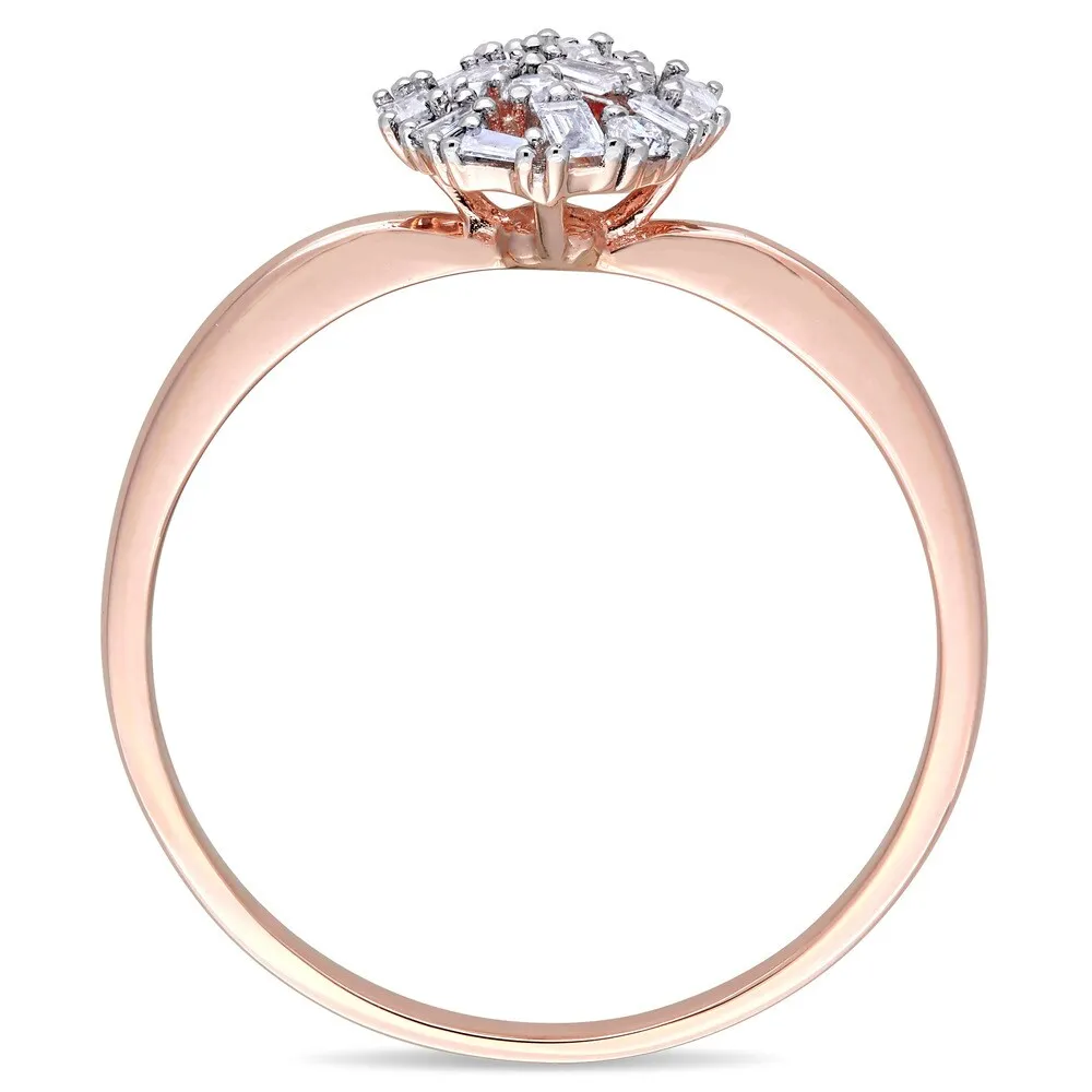 Miadora 14k Rose Gold 1/5ct TDW Round and Tapered Baguette Diamond Cluster Mosaic Ring - White sold by Zulily product image thumbnail 2