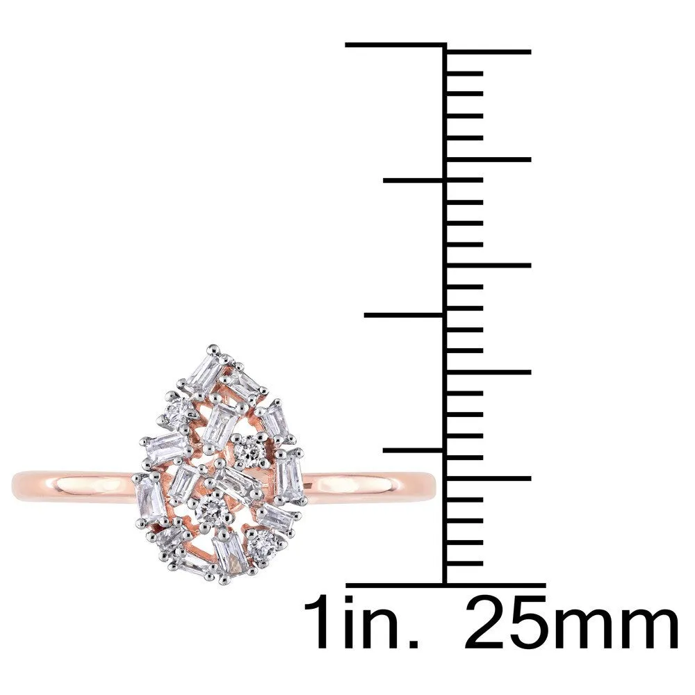Miadora 14k Rose Gold 1/5ct TDW Round and Tapered Baguette Diamond Cluster Mosaic Ring - White sold by Zulily product image thumbnail 4