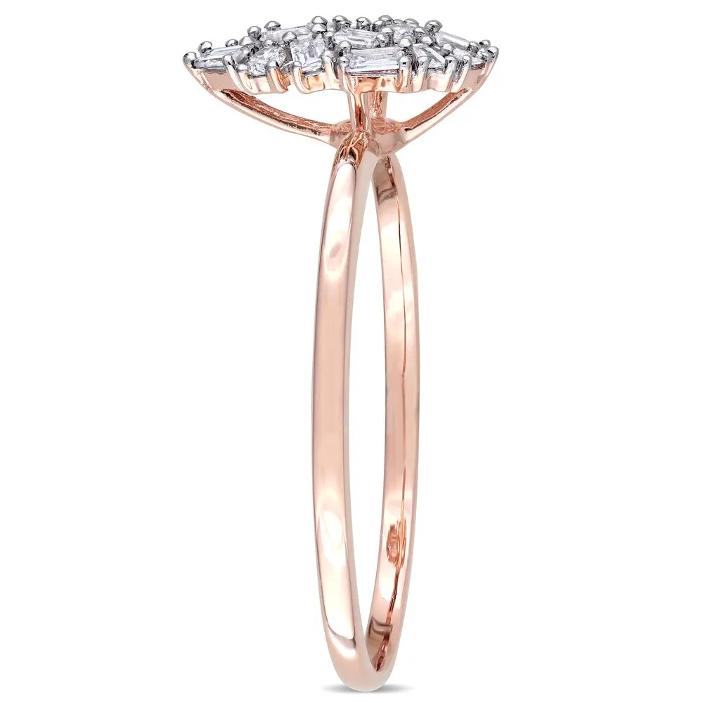 Miadora 14k Rose Gold 1/5ct TDW Round and Tapered Baguette Diamond Cluster Mosaic Ring - White sold by Zulily product image thumbnail 3