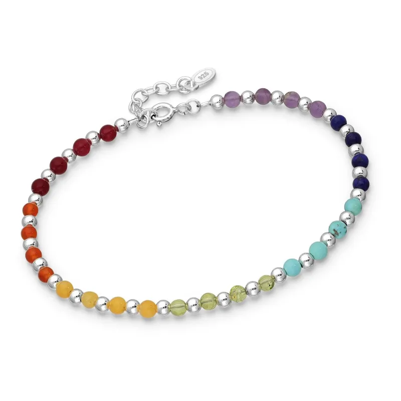 Multi-Gemstone Sterling Silver Beaded Bracelet - Multi sold by Zulily
