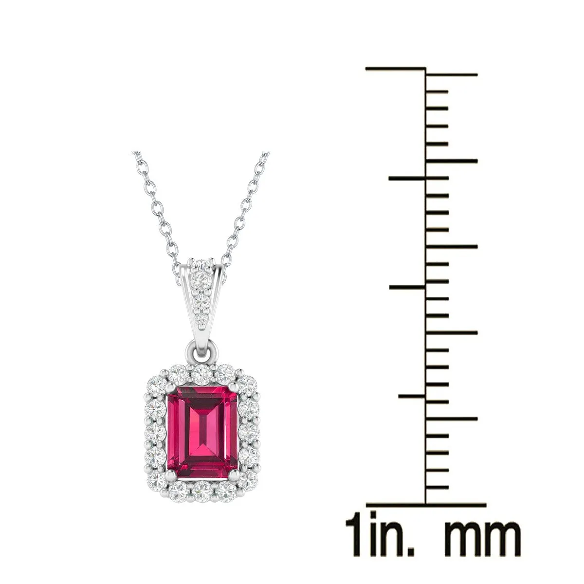 Sterling Silver with Ruby and White Topaz Halo Pendant with 18" Chain sold by Zulily product image thumbnail 4