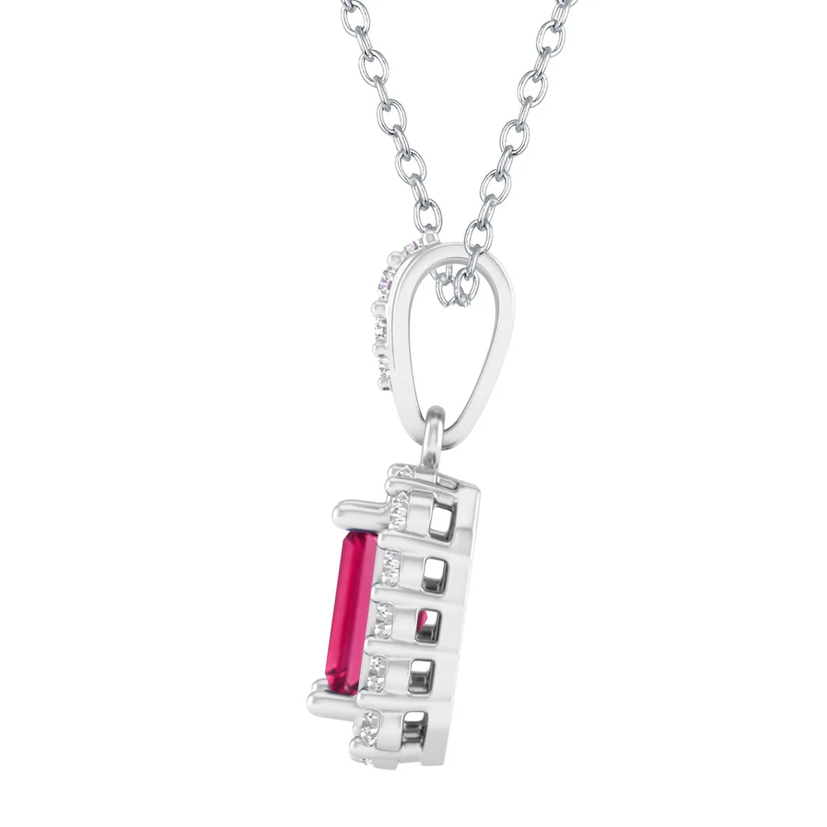 Sterling Silver with Ruby and White Topaz Halo Pendant with 18" Chain sold by Zulily product image thumbnail 3