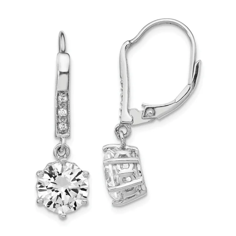 Curata 925 Sterling Silver 25x8mm Dangle CZ Cubic Zirconia Leverback Earrings sold by Zulily