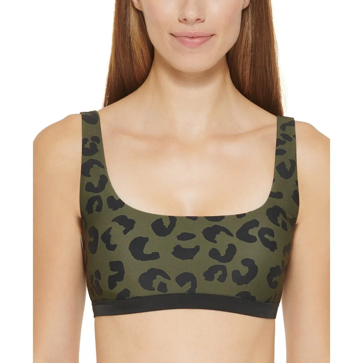 Dkny Women's Leopard Print Bikini Top Swimsuit Green sold by Zulily