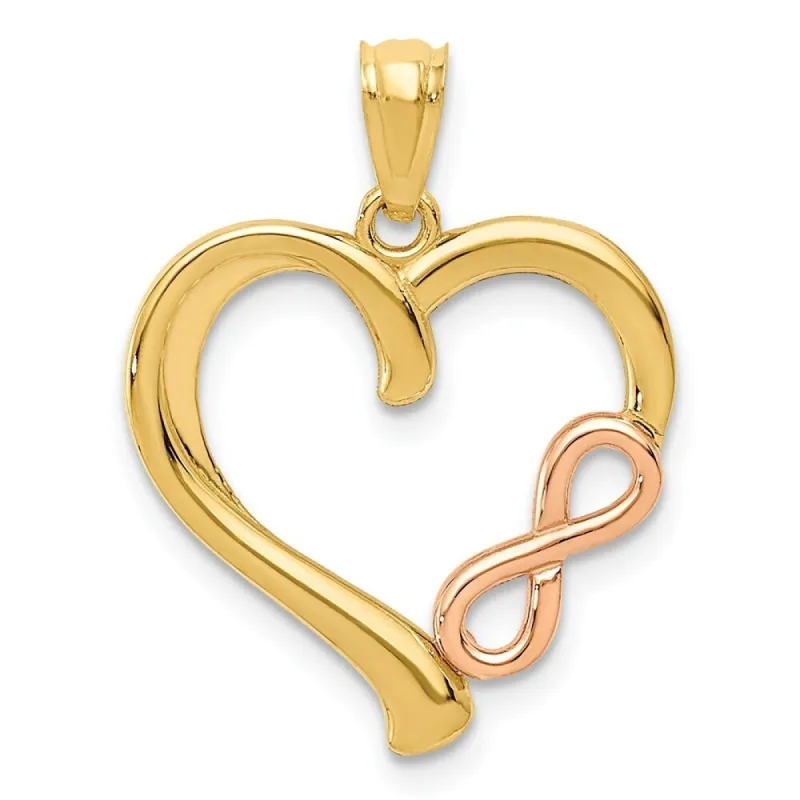 Curata 14k Yellow and Rose Polished Infinity Heart Pnecklace - 18x22mm made by Zulily