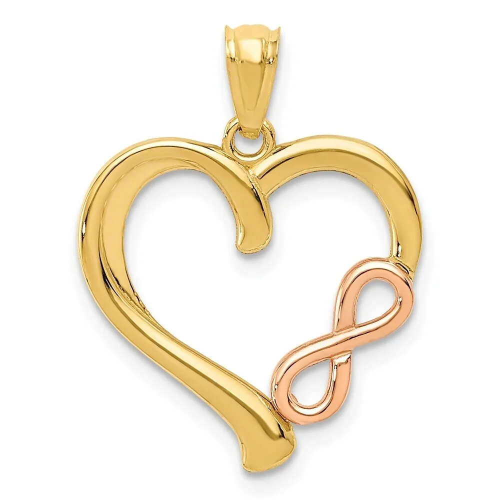 Curata 14k Yellow and Rose Polished Infinity Heart Pnecklace - 18x22mm sold by Zulily