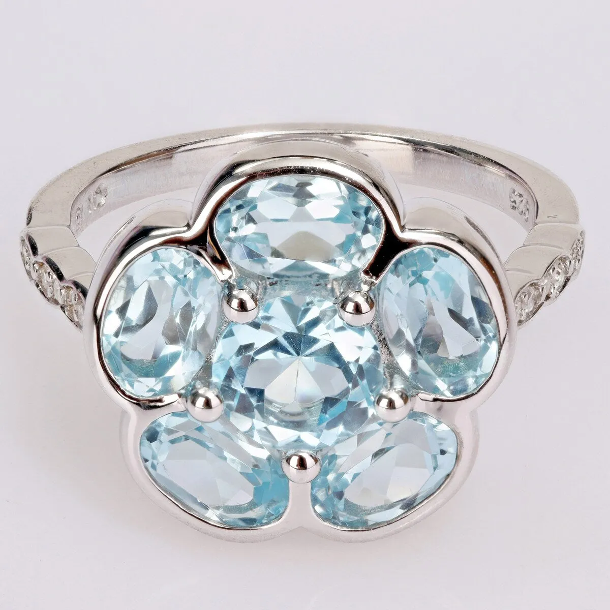 Miadora Sterling Silver Blue Topaz and Diamond Accent Composite Flower Ring sold by Zulily