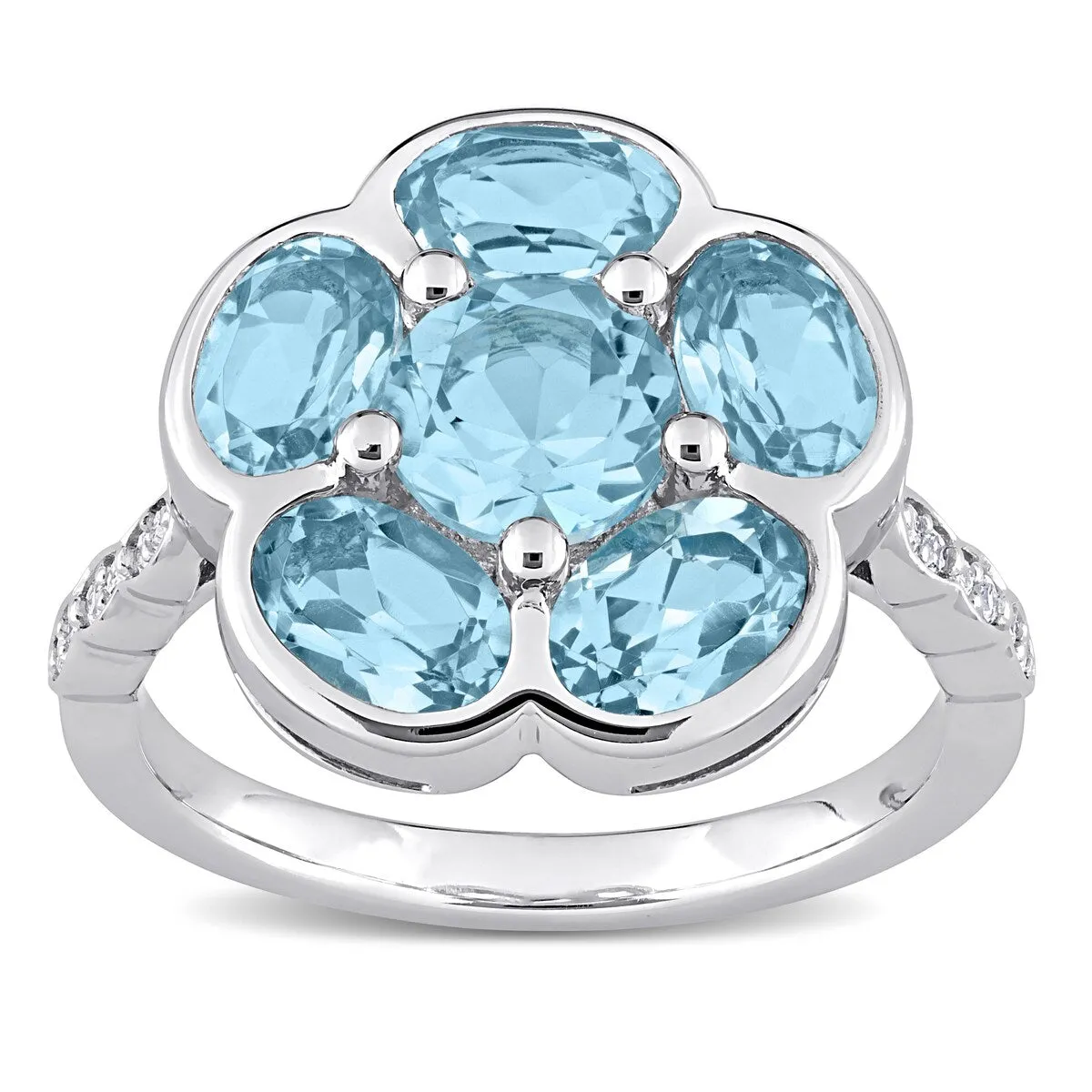 Miadora Sterling Silver Blue Topaz and Diamond Accent Composite Flower Ring sold by Zulily product image thumbnail 3