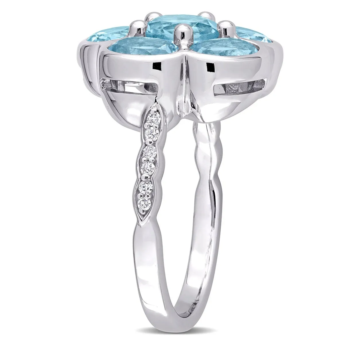 Miadora Sterling Silver Blue Topaz and Diamond Accent Composite Flower Ring sold by Zulily product image thumbnail 4