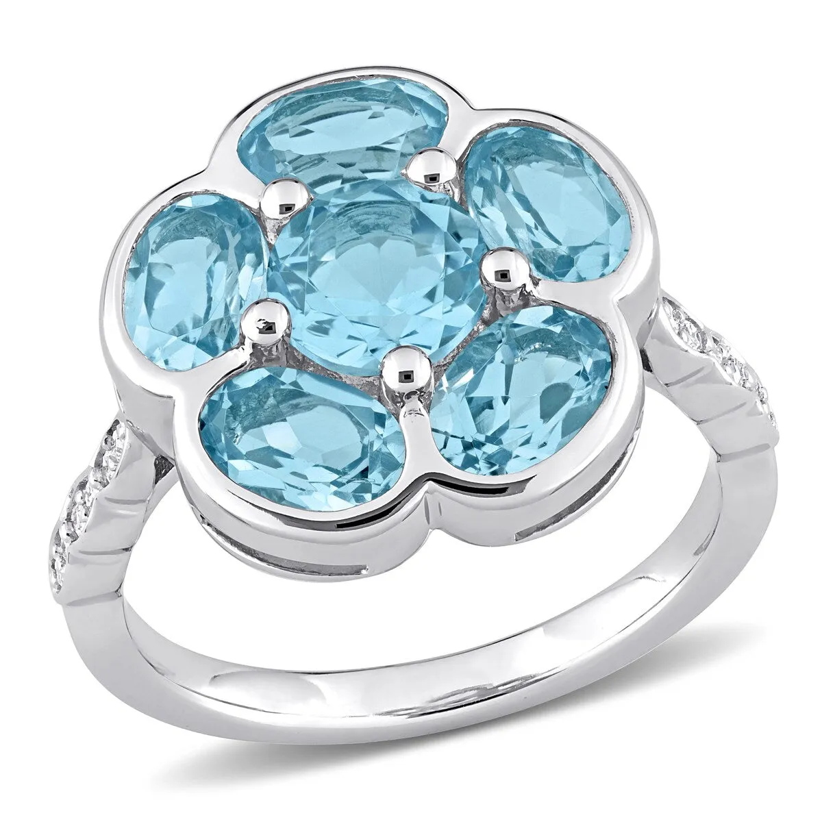 Miadora Sterling Silver Blue Topaz and Diamond Accent Composite Flower Ring sold by Zulily product image thumbnail 2