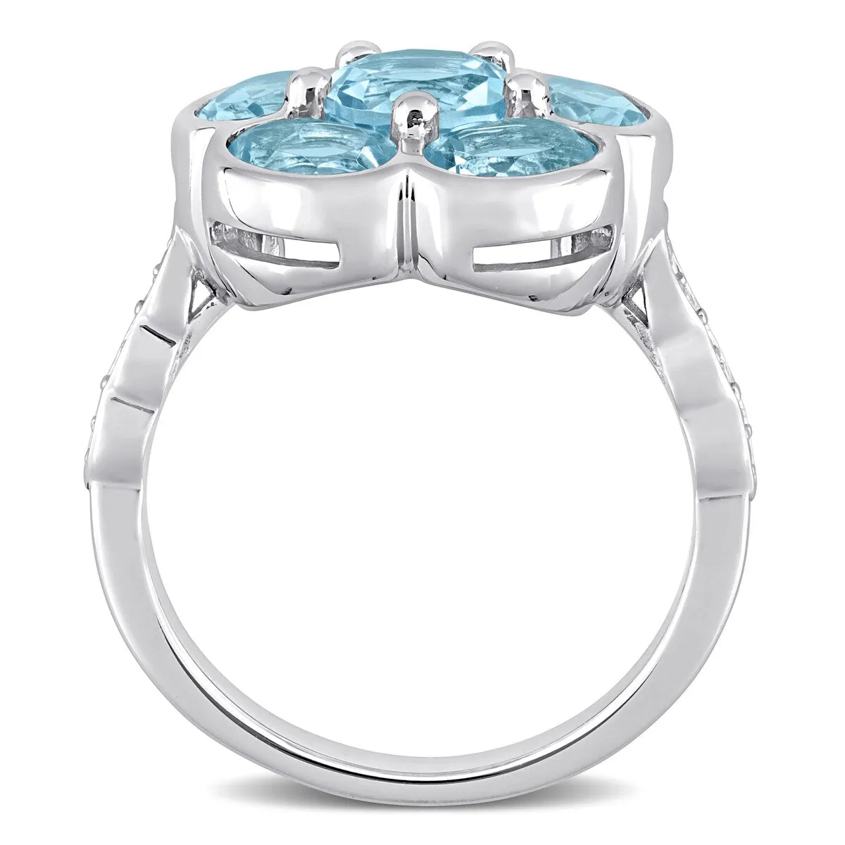 Miadora Sterling Silver Blue Topaz and Diamond Accent Composite Flower Ring sold by Zulily product image thumbnail 5
