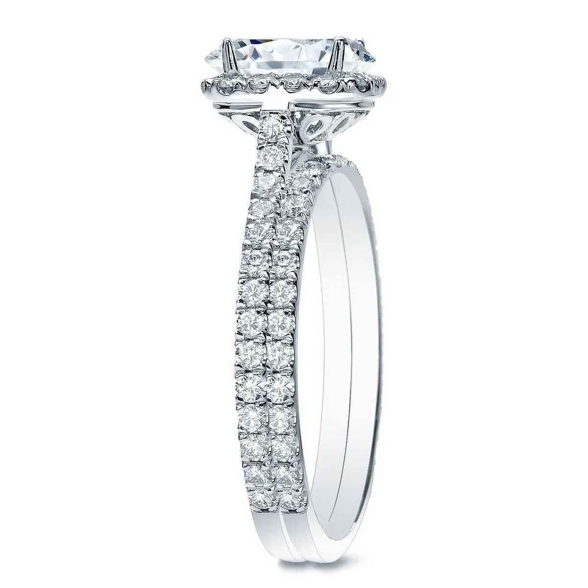 Auriya 1 3/4ctw Cushion-cut Halo Diamond Engagement Ring Set 14k Gold Certified sold by Zulily product image thumbnail 4