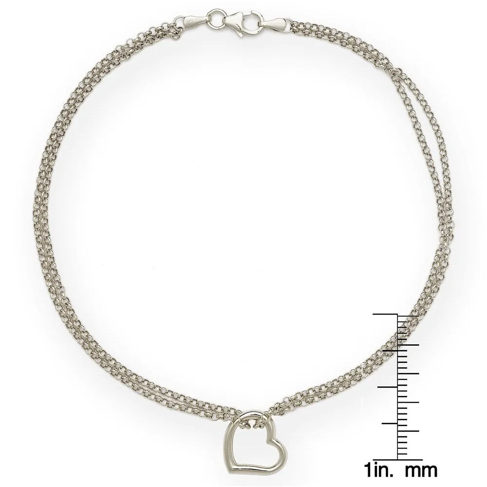Curata 14k White Gold Freeform Heart Double Strand 10-inch Ankle Bracelet sold by Zulily product image thumbnail 2