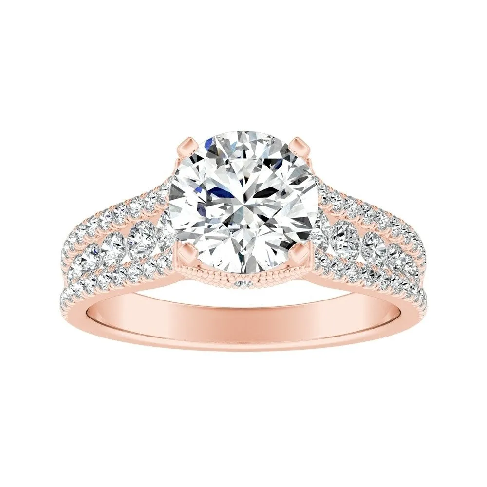 Auriya 14k Gold Vintage 4ct Moissanite and Diamond Engagement Ring 5/8ctw sold by Zulily