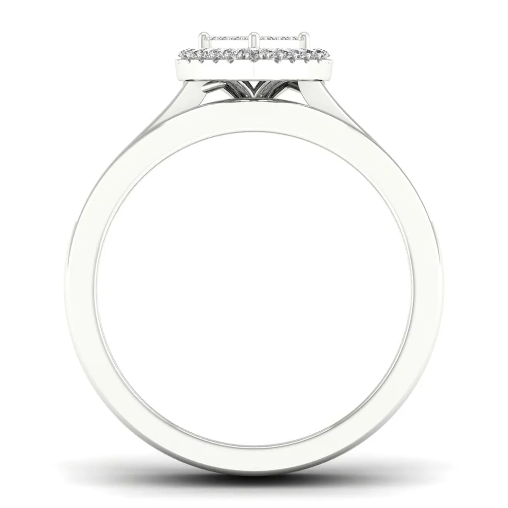 De Couer Silver 1/4 ct TDW Diamond Cluster Bridal Set sold by Zulily product image thumbnail 4