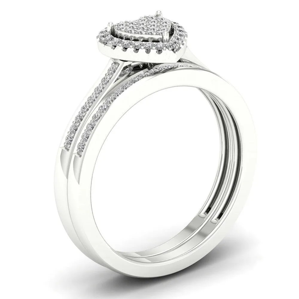 De Couer Silver 1/4 ct TDW Diamond Cluster Bridal Set sold by Zulily product image thumbnail 2