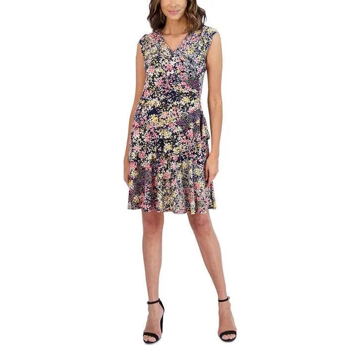 Robbie Bee Women's Ruffle Faux Wrap Dress Blue Size Petite Small sold by Zulily