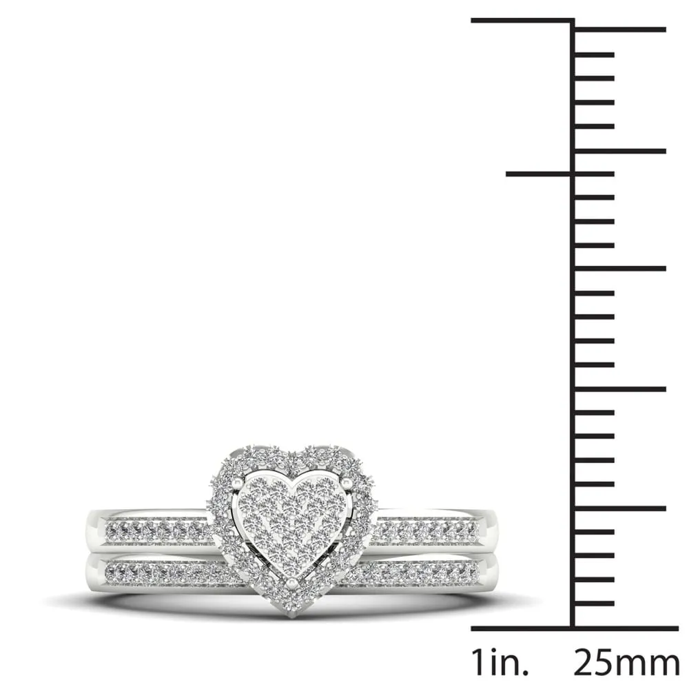 De Couer Silver 1/4 ct TDW Diamond Cluster Bridal Set sold by Zulily product image thumbnail 3