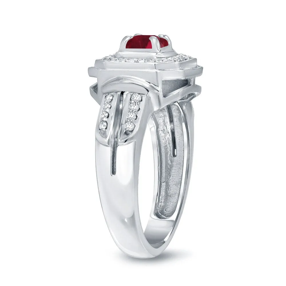 14k Gold Round 1/5ct Ruby and 1/5ct TDW Diamond Engagement Ring by Auriya sold by Zulily product image thumbnail 5