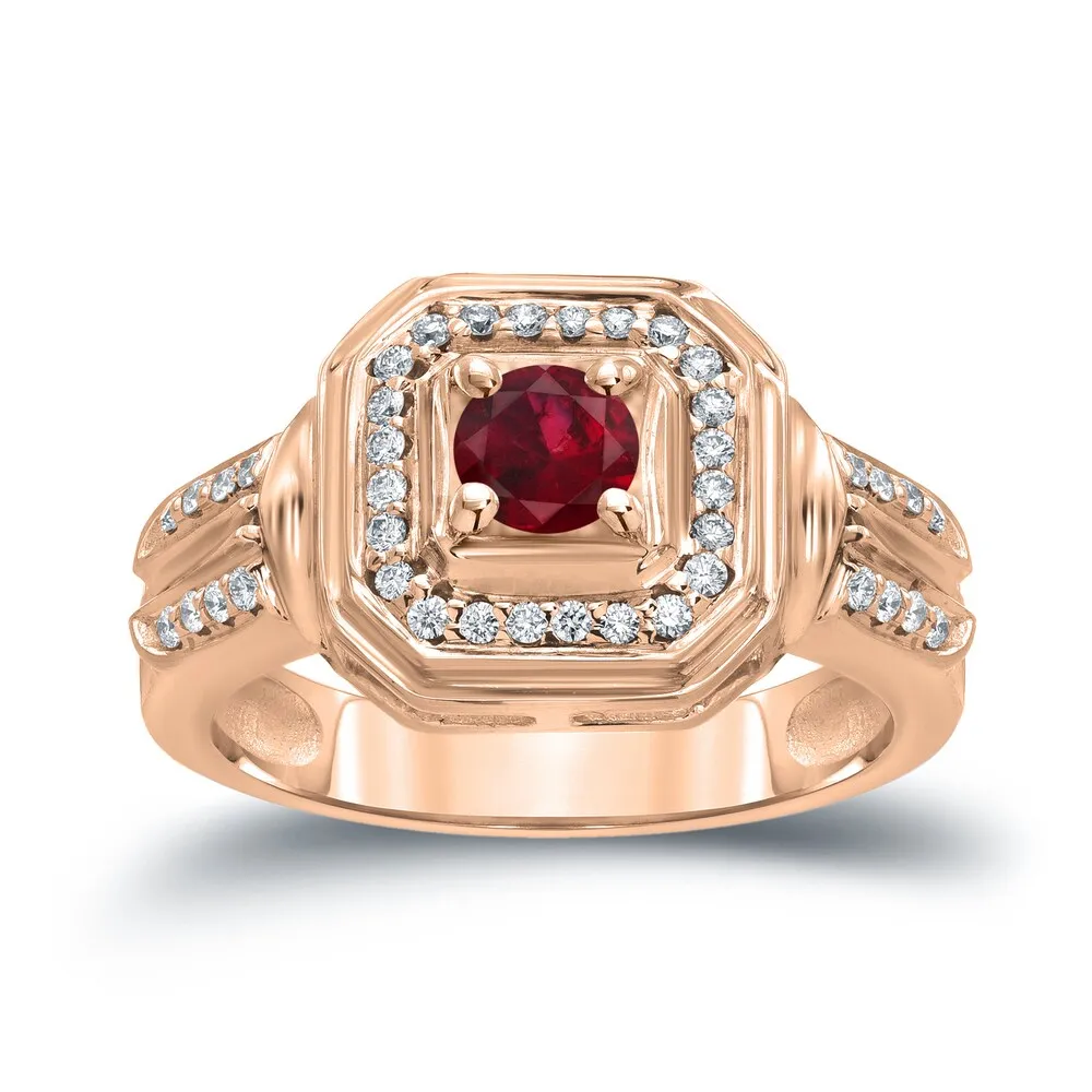 14k Gold Round 1/5ct Ruby and 1/5ct TDW Diamond Engagement Ring by Auriya sold by Zulily product image thumbnail 3
